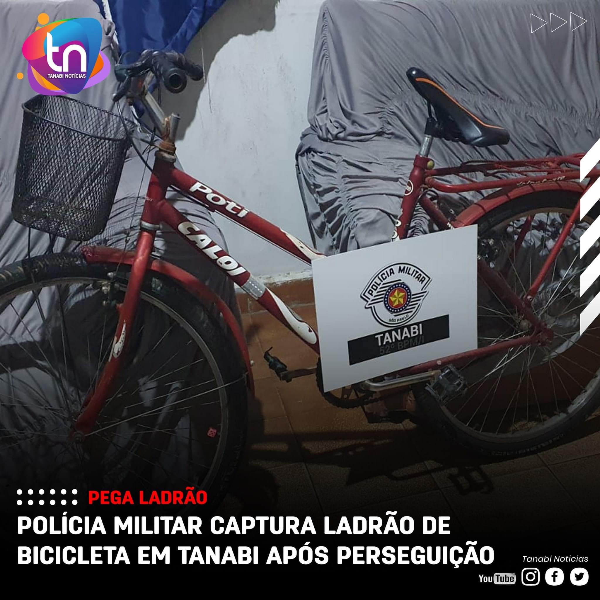 POLÍCIA MILITAR CAPTURA LADRÃO DE BICICLETA EM TANABI APÓS PERSEGUIÇÃO –  Votunews – A notícia em primeiro lugar!